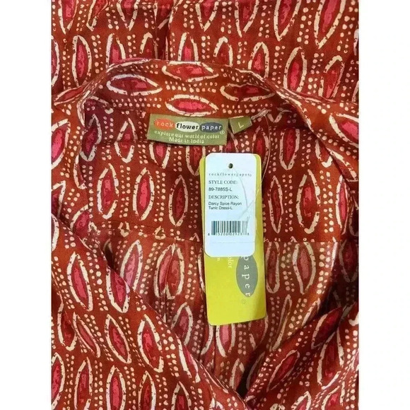 NWT Rock Flower Paper Darcy Spice Rayon Tunic Dress Orange Indian Print Size L - Picture 5 of 6